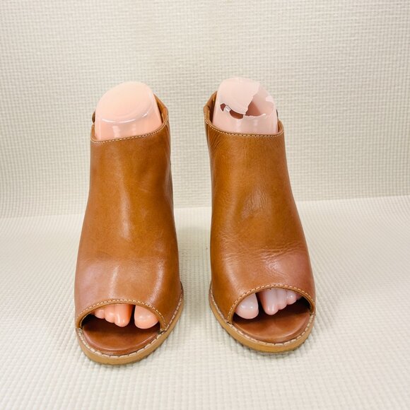 Cole Haan Womens Block Heel Cut Out Peep Toe Booties Brown Leather Size 6 B - Picture 6 of 14